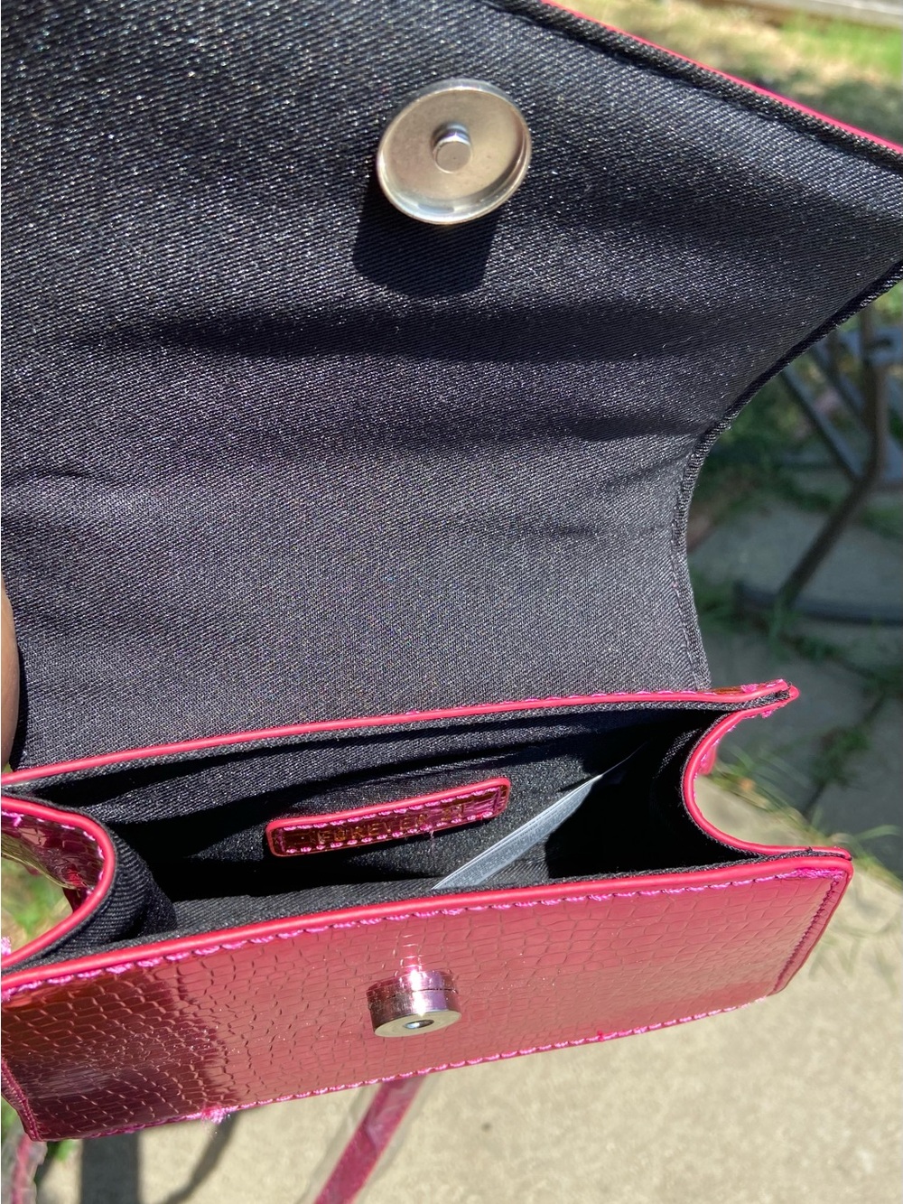 Forever 21 Hot Pink Croc-Embossed Top-Handle Crossbody Bag - Picture 5 of 5